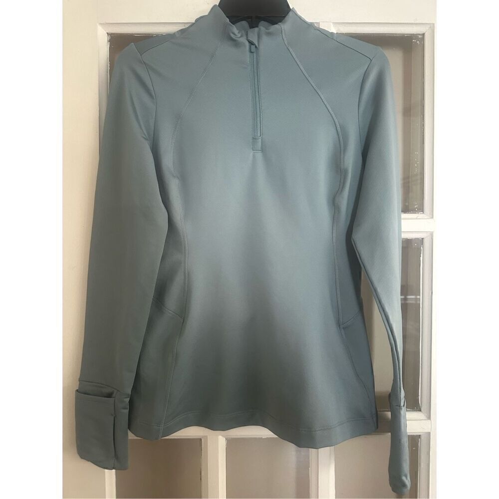 Athleta Women's 1/4 Zip back pocket running jacket size XS sea green
